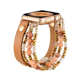 Bracelete Orysin para Apple Watch Series 9 41mm | Pele com Pedras | Castanho - 1