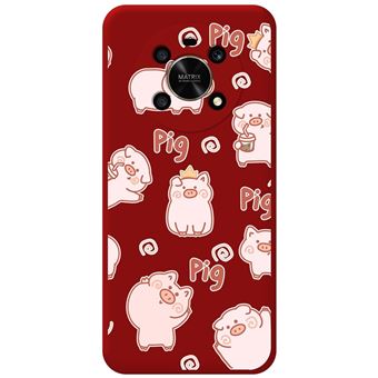 Capa Tumundosmartphone de silicone líquido vermelho para Honor Magic 4 Lite design com porcos de desenho animado - 1