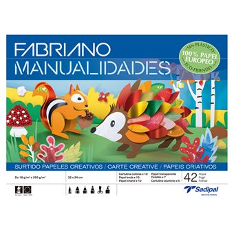 Caderno Trabalhos Manuais Fabriano A4 Papeis Sortidos com 42 Folhas - 1