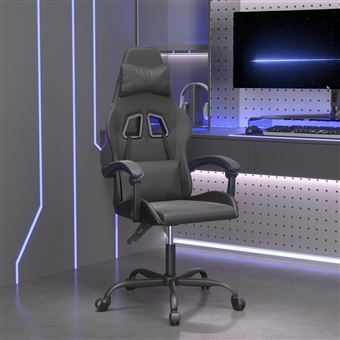 Cadeira gaming vidaXL couro artificial preto - 1