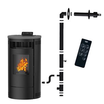 Salamandra a Pellets Sannover Flavia + Kit de Instalação | 9,5 kW | Preto - 1