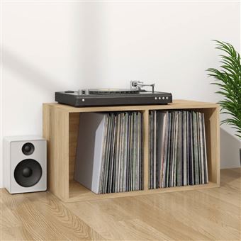 Caixa para discos de vinil vidaXL | 71x34x36cm | derivados madeira carvalho sonoma - 1