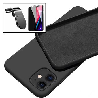 Kit Phonecare | Película de Vidro 5D Anti-Spy + Capa Silicone Líquido + Suporte Magnético L Safe Driving para Carro para iPhone 12 - Rosa - 1