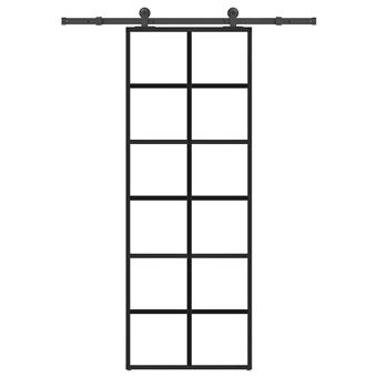 Porta deslizante com conjunto ferragens vidaXL | 76x205cm | vidro ESG/alumínio - 1