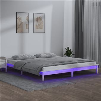 Estrutura cama king size com luzes LED vidaXL | 150x200cm | madeira maciça - 1