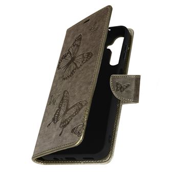Capa Avizar para Samsung Galaxy A14 5G Carteira Suporte vídeo Padrão de borboleta Cinza - 1