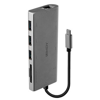 Hub de interface lindy 43278 usb 3.2 gen 1 (3.1 gen 1) type-c 5000 mbit/s cinzento