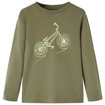 T-shirt de manga comprida para criança | vidaXL | caqui 104 | 3 a 4 anos - 1