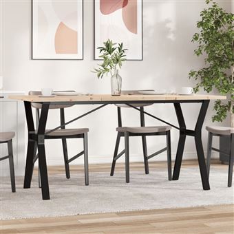 Mesa de jantar vidaXL | estrutura em Y 140x80x75,5 cm | pinho/ferro fundido - 1