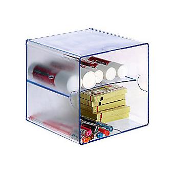 Tabuleiro 2000 Cubo Azul Translúcido 2 Cajones Com Divisor 15,5 (A) X 15,5 (H) X 15,5 (P) Cm - 1