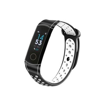 Pulseira de Silicone e armação de metal WISETONY para HUAWEI Honor Band 4 Preto e Branco - 1