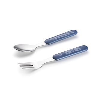 Kit 2 Talheres Fisher Price Hot & Cold | Aço Inox | Azul Happy - 1