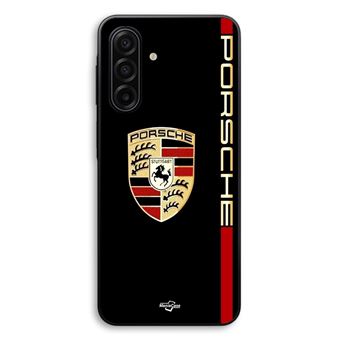Capa Maniacase para Samsung Galaxy A17 | PORSCHE logotipo vermelho e dourado fundo preto - 1