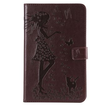 Capa Magunivers PU menina e gato marrom para Samsung Galaxy Tab A 8.0 (2018) SM-T387 - 1