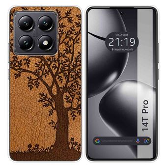 Capa de Silicone TUMUNDOSMARTPHONE para Xiaomi 14T Pro 5G design de couro 03 desenhos - 1