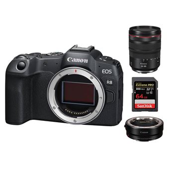 Canon EOS R8 Body+Canon RF 24-105mm f4L IS USM+EF-EOS R Mount Adapter+SanDisk 64GB Extreme Pro SDXC UHS-II U3 V90 300MB/s - 1