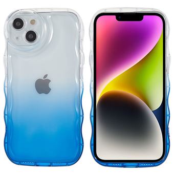 Capa e TPU borda em forma de onda, almofada de ar de quatro cantos, gradiente de cor Magunivers para iPhone 14 Plus - Gradiente azul - 1