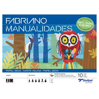 Caderno Trabalhos Manuais Fabriano A4 Papel Seda Cores Sortidas com 10 Folhas - 1