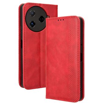 Capa FOXDOCK para Tecno Camon 30 Pro 5G/CL8 | Fecho Magnético | Estampado Vintage | Pele PU | Compartimentos para Cartões | Vermelho - 1