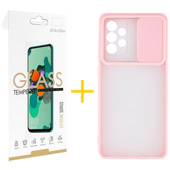 Conjunto 1 x Película de Vidro + Capa para Samsung A72 5G | Gel Proteção Câmara - Rosa-Creme - 1