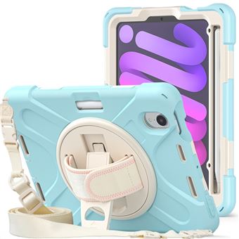 Capa e TPU com Suporte Giratório 360° e Alça de ombro Azul Claro Magunivers para iPad mini (2021) - 1