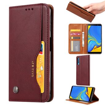 Capa PU Magunivers suporte clássico auto-absorvido vinho tinto para Samsung Galaxy A50