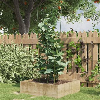 Suportes para plantas de jardim com 4 anéis vidaXL | 5 Peças | 90 cm | aço verde - 1