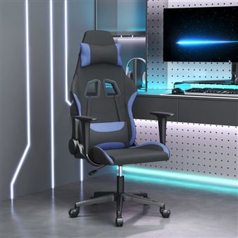 Cadeira Gaming de Massagens vidaXL | tecido preto/azul - 1