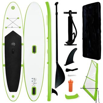 Conjunto prancha paddle SUP insuflável vidaXL com vela | verde/branco - 1