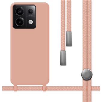 Capa TUMUNDOSMARTPHONE de silicone líquido com cordão para Xiaomi Poco X6 5G rosa - 1
