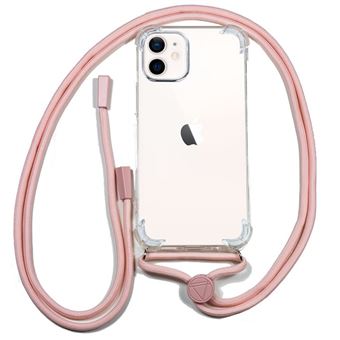Capa traseira Para iPhone 12 Mini COOL em Gel com Cantos Reforçados Transparente e Fita em Rosa - 1