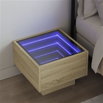 Mesa de cabeceira vidaXL | com LED Infinity 40x40x30 cm | carvalho sonoma - 1