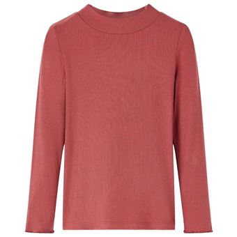 T-shirt manga comprida para criança de meia gola | vidaXL | vermelho-queimado 116 | 5 a 6 anos - 1