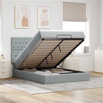 Estrutura de cama otomana com colchão 140x190 cm | cinzento claro - 1