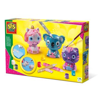 Kit Criação e Pintura de Animais Brilhantes em Gesso SES - 1