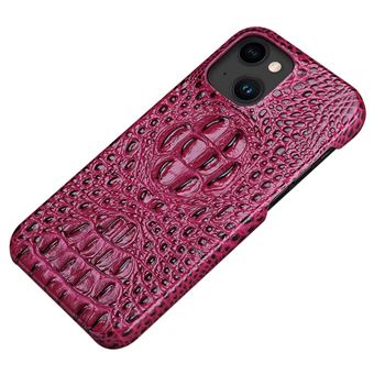 Capa e TPU + couro genuíno textura de crocodilo, à prova de gotas Magunivers para iPhone 14 Plus - vinho tinto - 1