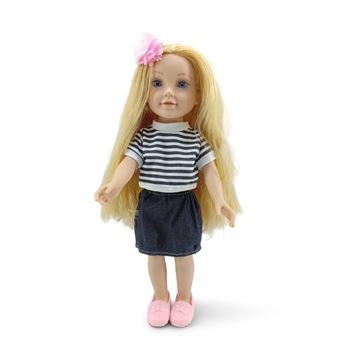 Boneca Pretty Girl Moni blusa Azul e branca com riscas | 46 cm - 1