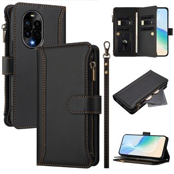 Capa FOXDOCK para Huawei Nova 13 Pro | Pele Premium | 9 Compartimentos para Cartões | Alça de Pulso Amovível - Preto - 1