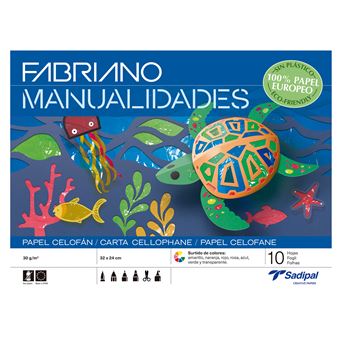 Caderno de Trabalhos Manuais Fabriano A4 Papel Transparente Celofane Cores Sortidas com 10 Folhas | S0400006 - 1