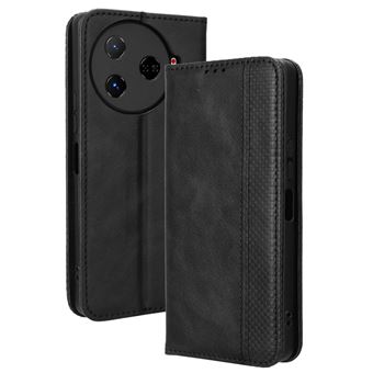 Capa FOXDOCK para Tecno Camon 30 Pro 5G/CL8 | Fecho Magnético | Estampado Vintage | Pele PU | Compartimentos para Cartões | Preto - 1