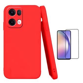 Kit Vidro Temperado + Capa Silicone Líquido Phonecare para Oppo Reno13 Pro | Vermelho - 1