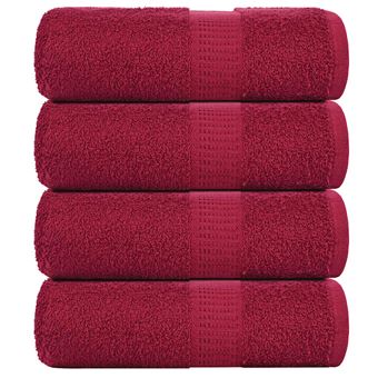 Toalhas de bidé vidaXL | 4 Peças | 30x50 cm | 360 gsm 100% algodão bordô - 1