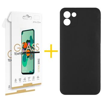 Pack Gandy 2 x Película de Vidro Temperado 2.5D + Capa para Samsung Galaxy A05 Silicone Líquido | Preto - 1