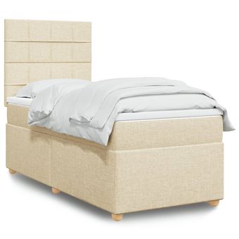 Cama com molas e colchão vidaXL | 100x200 cm | tecido cor creme - 1