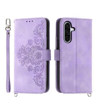 Capa ZURSANA para Samsung Galaxy A36 | Pele com Fecho de Encaixe para Colar + Cordão em Pele | Roxo - 1
