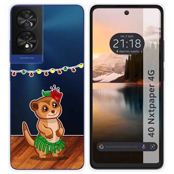 Capa de silicone transparente Tumundosmartphone para TCL 40 NXTPAPER | Design Desenhos de Meerkat - 1