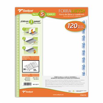 Conjunto de 5 Capas Forra Livros Ajustável Sadipal | 30X55 cm | 120 Microns | 02217 - 1