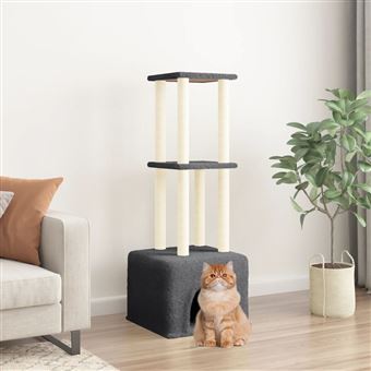 Árvore gatos com postes arranhadores Sisal vidaXL | 133,5 cm | cinza-escuro - 1
