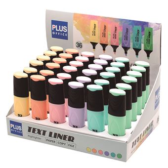 Marcador Fluorescente Plus Text Liner Expositor - 36 Cores Pastel - 1