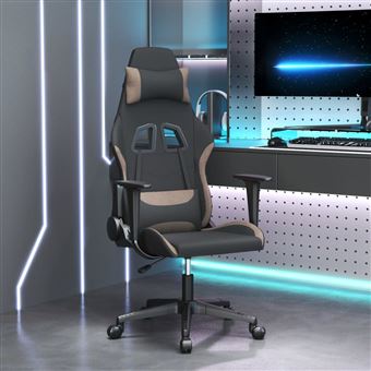 Cadeira Gaming de Massagens vidaXL | tecido preto/cinza-acastanhado - 1